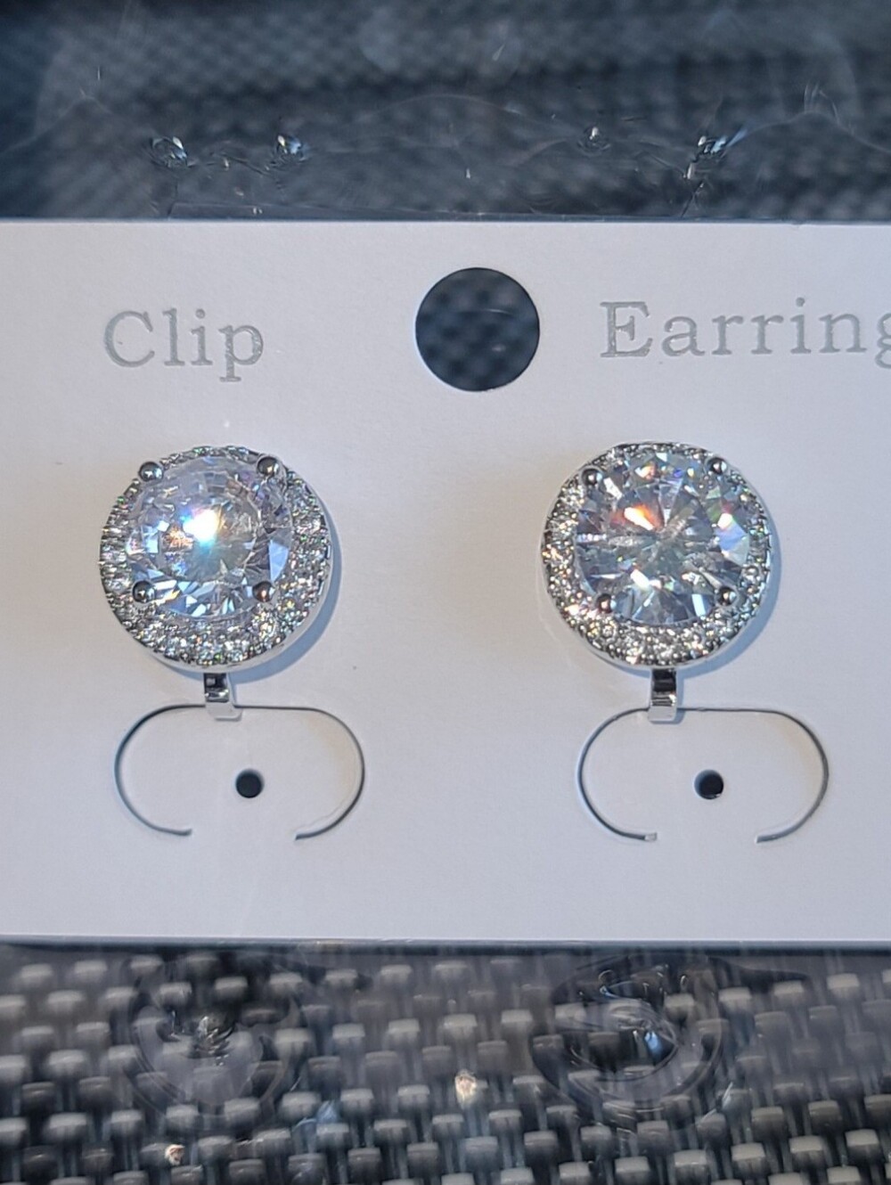 Crystal Halo Clip-On Earrings - Silver